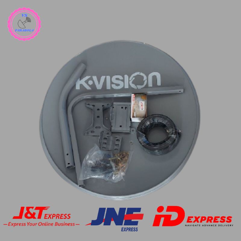 DISH PARABOLA K VISION KU BAND 60 CM TERMASUK LNB DAN KABEL PARABOLA