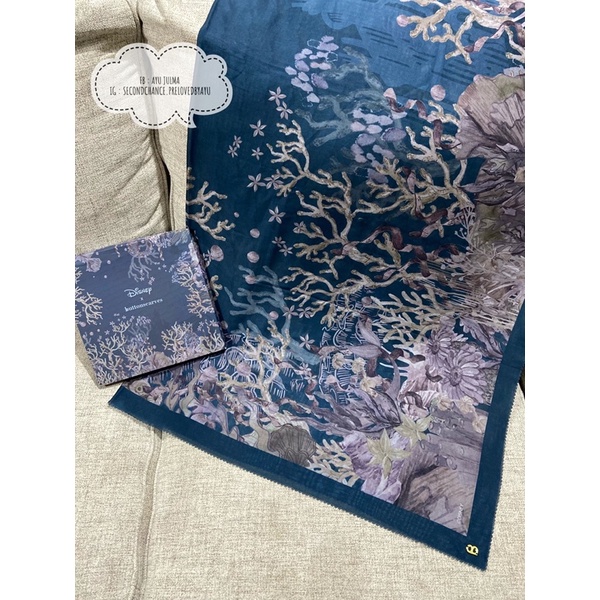 (PRELOVED) Disney x Buttonscarves The Little Mermaid XL Voal Square - Deep Ocean