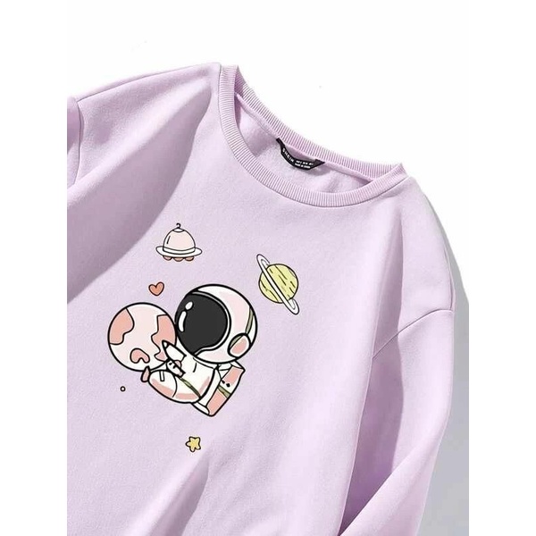 SWEATER ASTRONAUT HUG THE PLANETS / SWEATER WANITA TEBAL