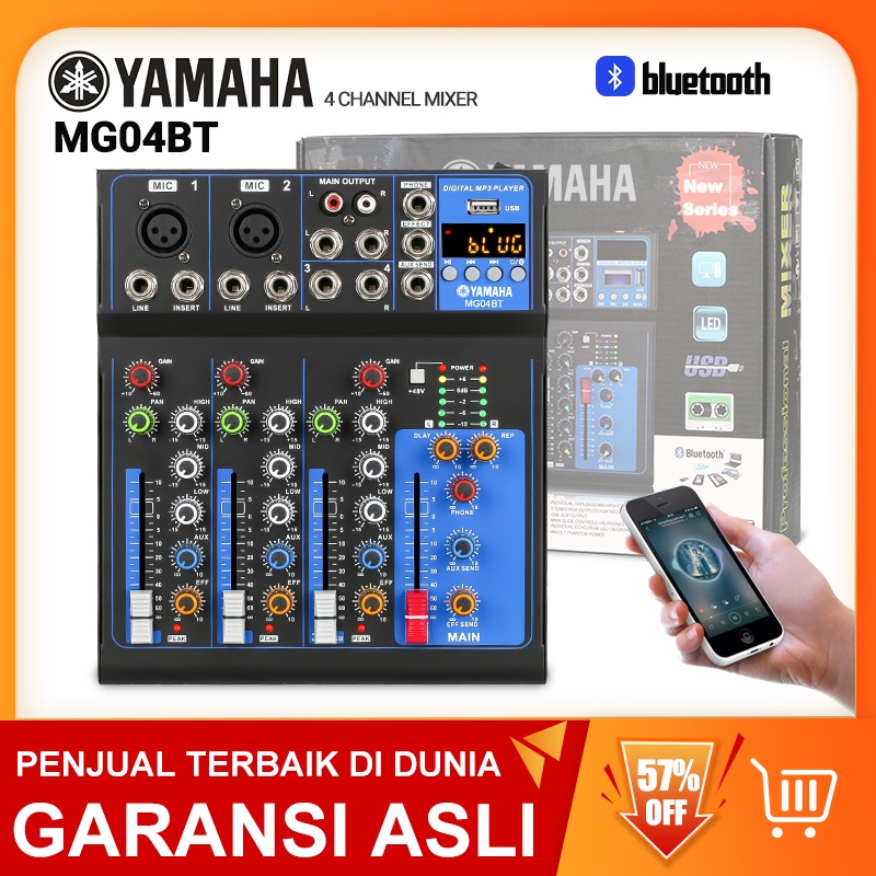 AUDIO MIXER mixer profesional 4-channel MG04BT mixer Penguat sinyal USB Penguat KTV Penguat kinerja panggung Penguat kinerja panggung