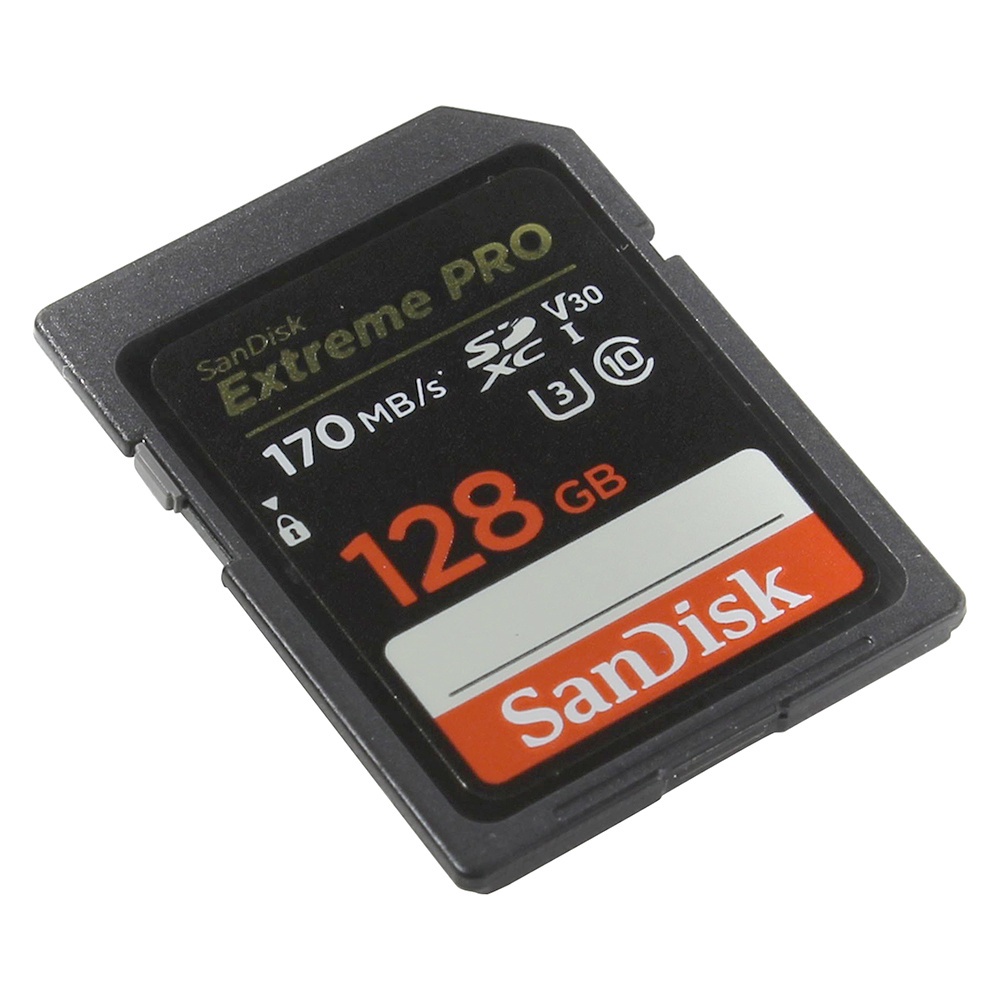 SanDisk Extreme Pro SDXC Card UHS-I U3 V30 Class 10 4K (170MB/s) 128GB - SDSDXXY128G