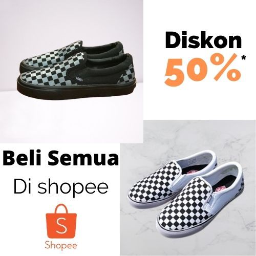 [FREE] Sepatu Vans Slip On Mono OG Checkerboard Black White Waffle DT Grade Ori Premium Quality BNIB