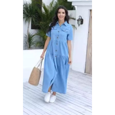 GAMIS TERBARU GAMIS FULL KANCING GAMIS JEANS WANITA GAMIS LEVIS PAKAIAN MUSLIM WANITA