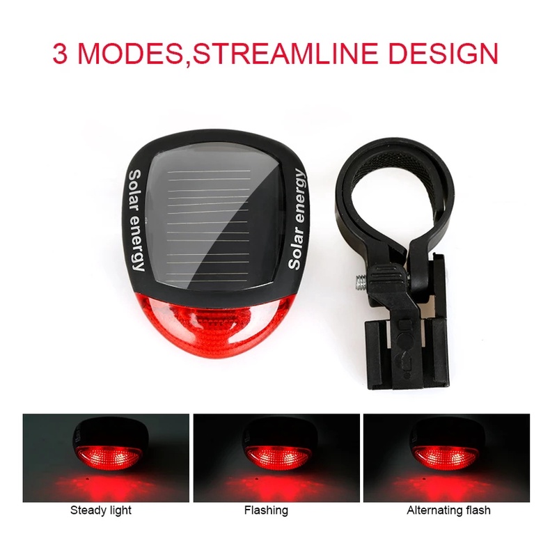 1 Pcs Mini LED Solar Charging Bicycle Rear Light/ Portable Night Road Cycling Safety Lamp