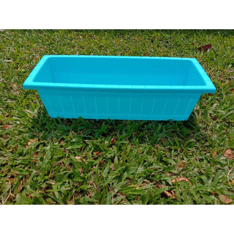 Pot bunga tanaman plastik gentong segi panjang kayu 50cm