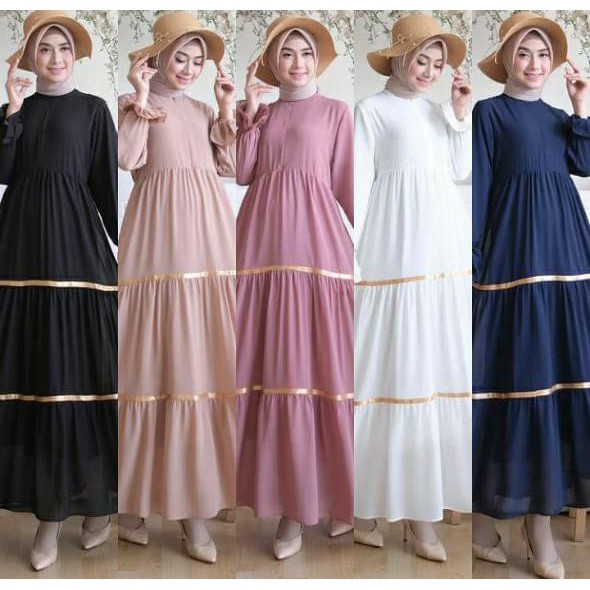 Gamis plain list pita / GAMIS MURAH / GROSIR GAMIS MURAH KUDUS