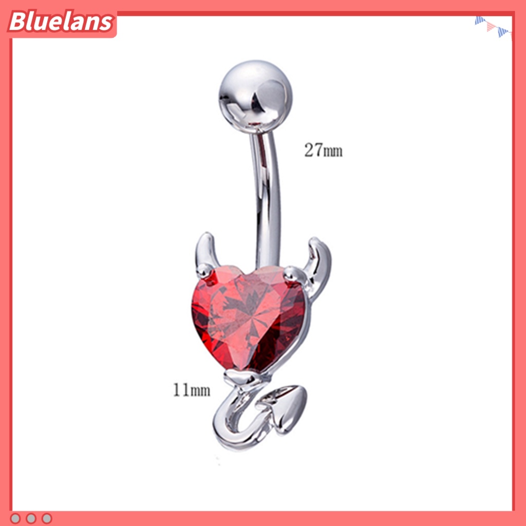 Bluelans Fashion Sexy Heart Shape Navel Belly Button Ring Rhinestone Body Piercing Jewelry