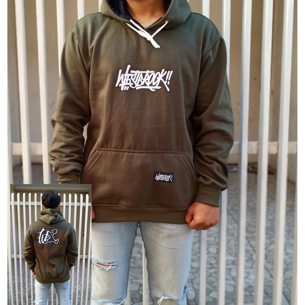 [BAYAR DI TEMPAT] HOODIE WESTBROOK HIJAU ARMY PRIA WANITA
