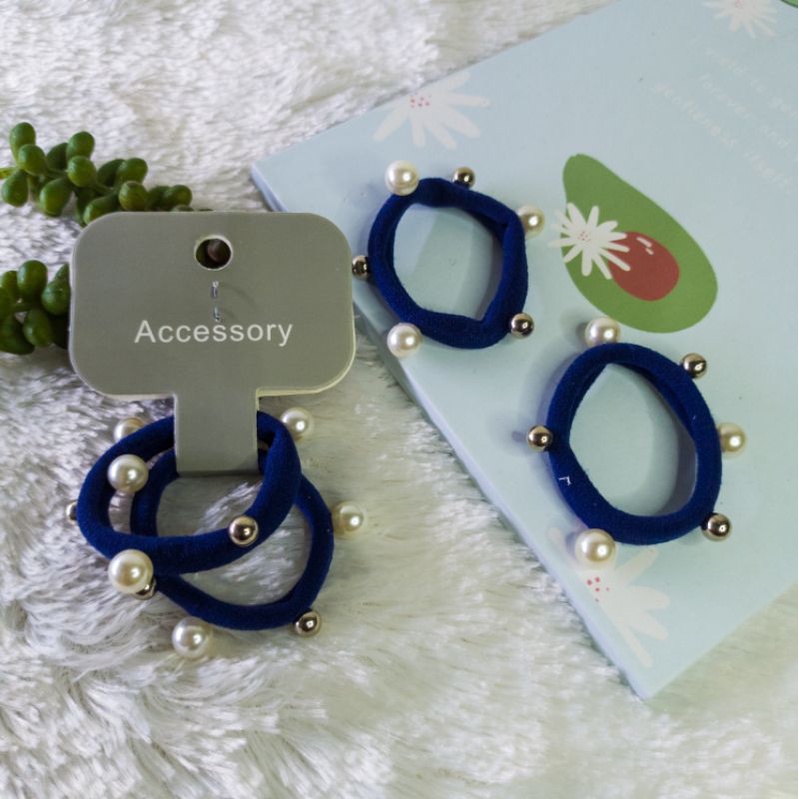 IKAT RAMBUT KUNCIR RAMBUT isi2pcs KUNCIRAN MUTIARA KARET ELASTIS-Karet Dongker