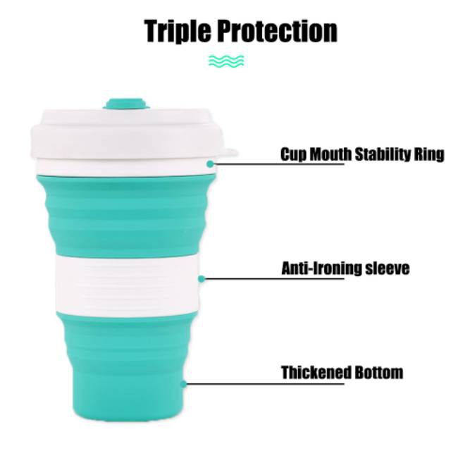 Gelas Lipat Tumbler Cup Silicone Multifungsi  / Collapsible Foldable Coffee Cup 550 ML