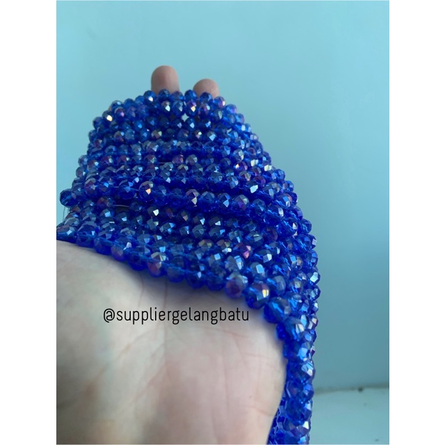 Crystal Ceko 8mm BLUE QUARTZ metallic biru kuarsa metal kristal import