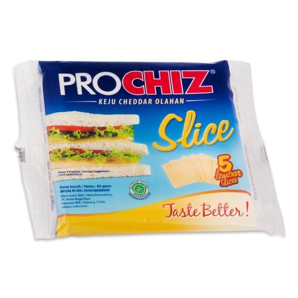 

PROCHIZ Slices Cheddar Cheese 80gr - Keju Chedar Irisan 5 Lembar