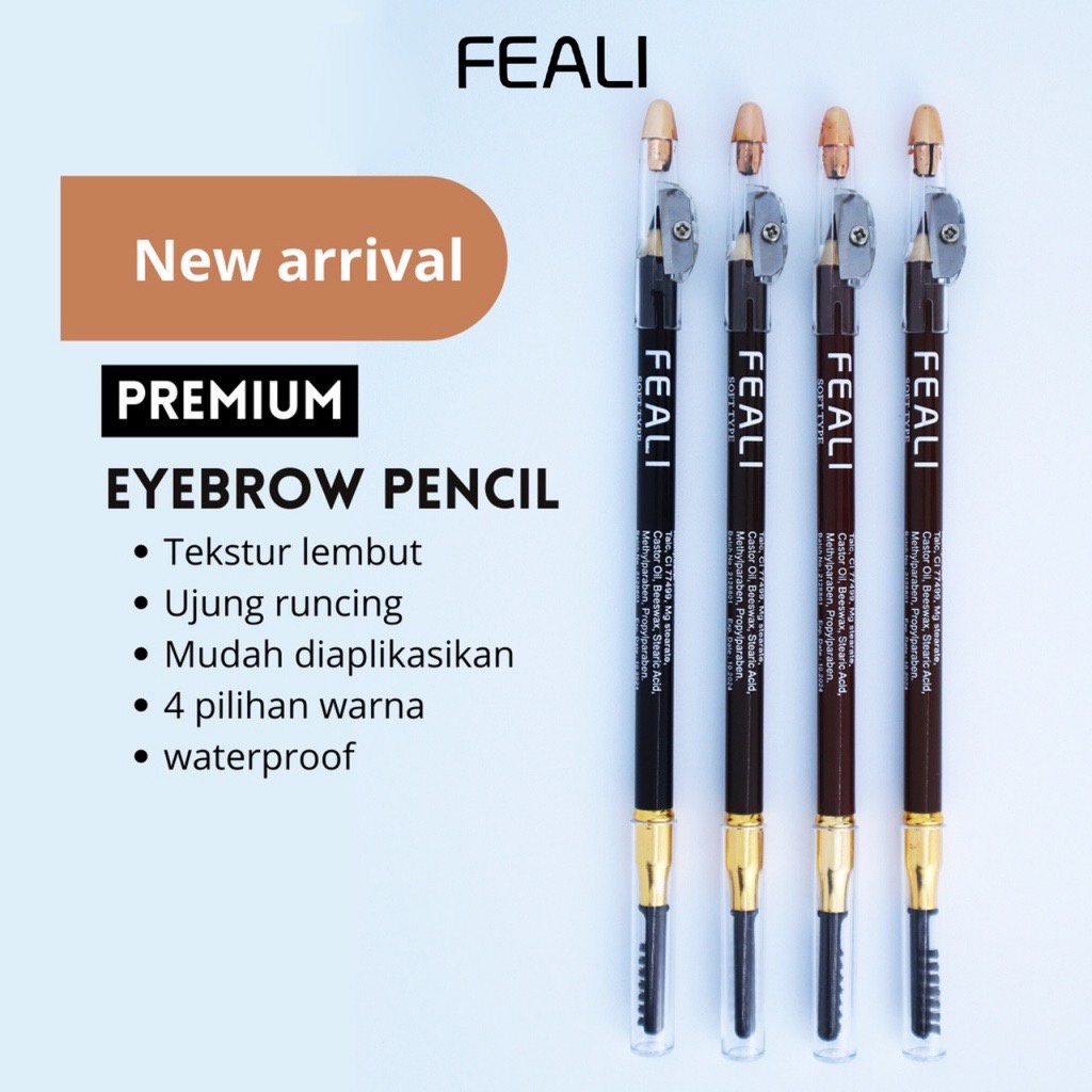 FEALI Eyebrow Pencil 2 IN 1 - Pensil Alis dengan Spoolie dan Serutan