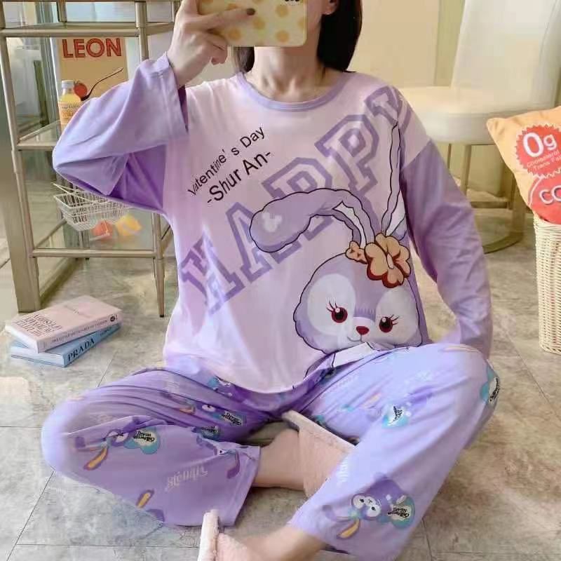 COMFIT STORE PJ3 PP Setelan Piyama Wanita Jumbo Tangan Panjang Celana oversize Baju Tidur Dewasa Import Korea-5