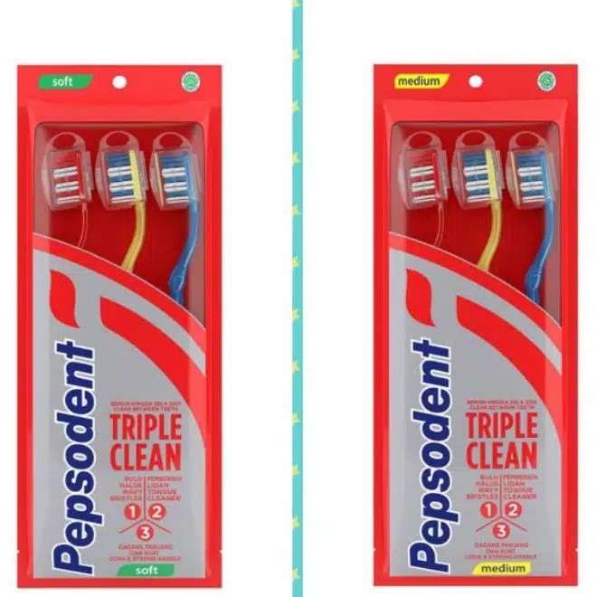 Pepsodent Sikat Gigi Triple Clean Medium Soft