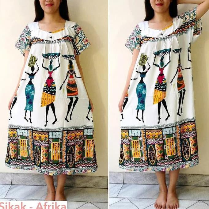Daster Sikak Afrika Putih Bahan Daster Adem
