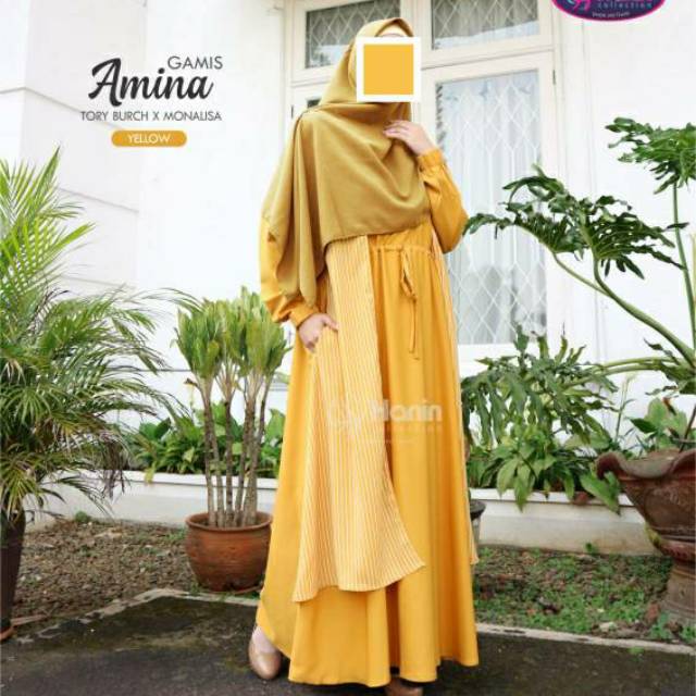 Dress gamis muslimah rompi Salur Ori Hanin
