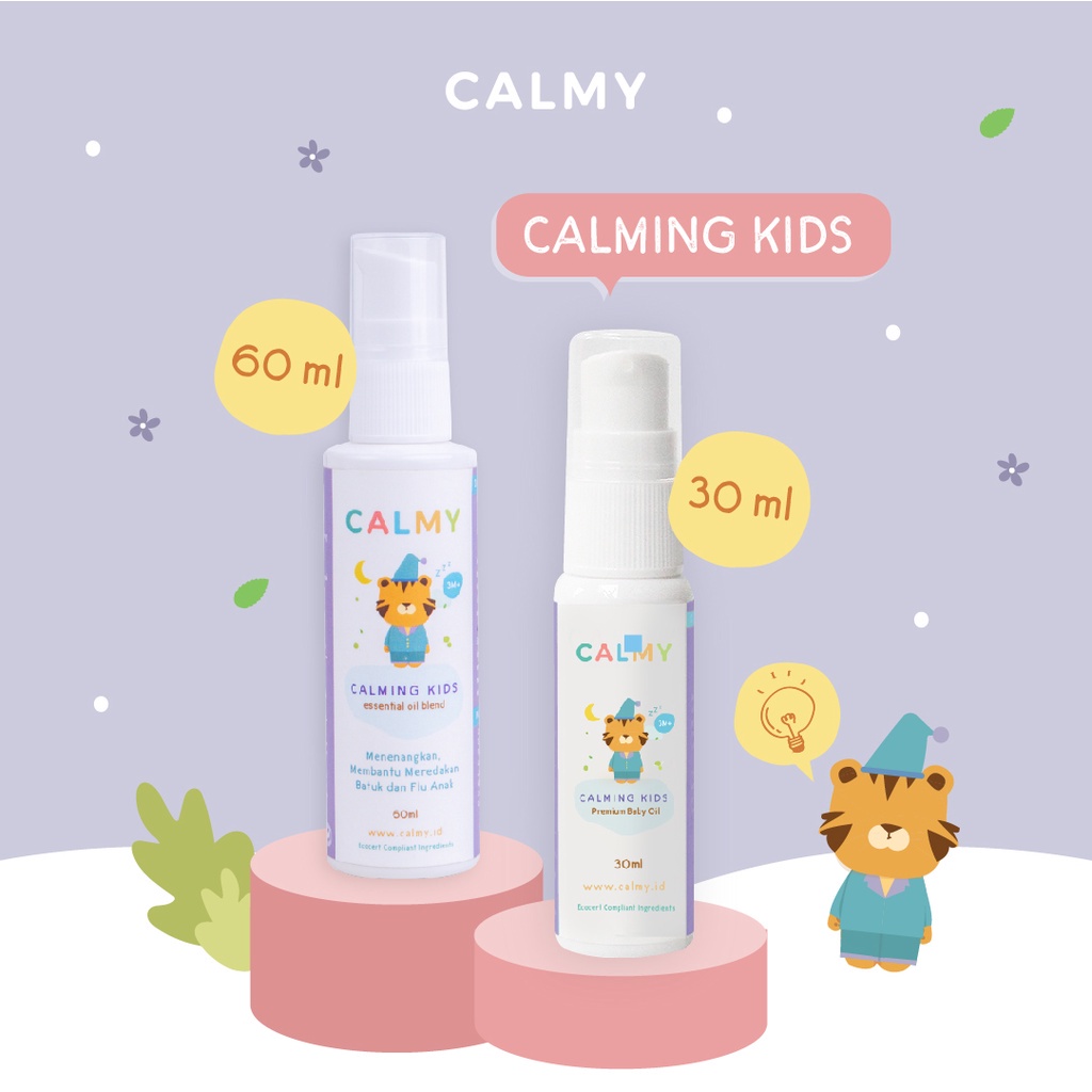 Calmy Calming Kids - Minyak Balur Premium Untuk Membantu Meredakan Demam, Pilek dan Gejala Flu Anak, Solusi Tanpa Obat