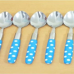Sendok Stainless Steel / Sendok Makan Motif Polkadot / Garpu Makan Motif Polkadot