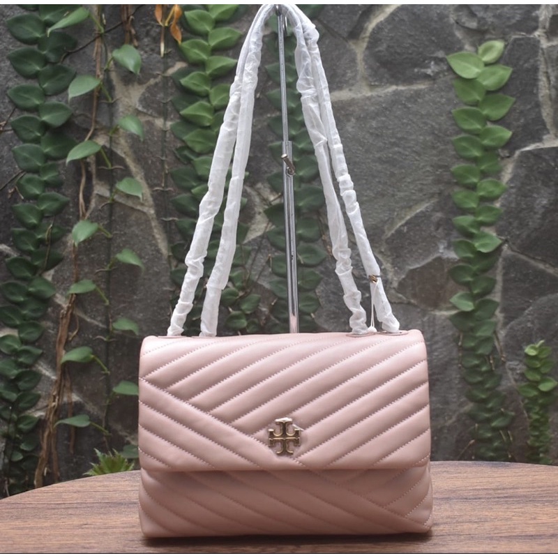 TB Kira Chevron Medium Convertible Pink Moon