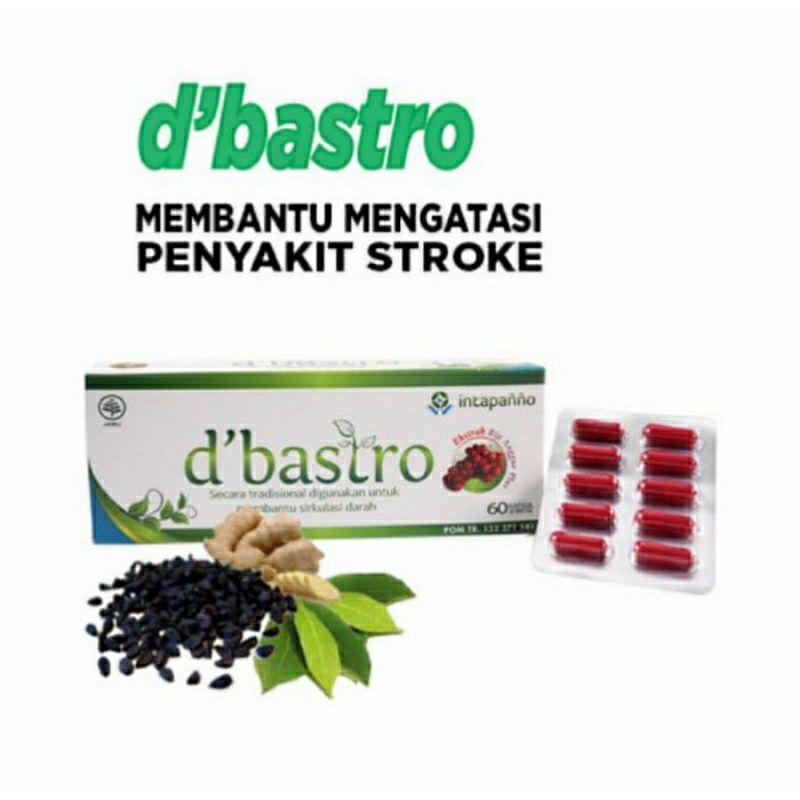 Obat herbal stroke darah tinggi jantung kolesterol d'bastro isi 60