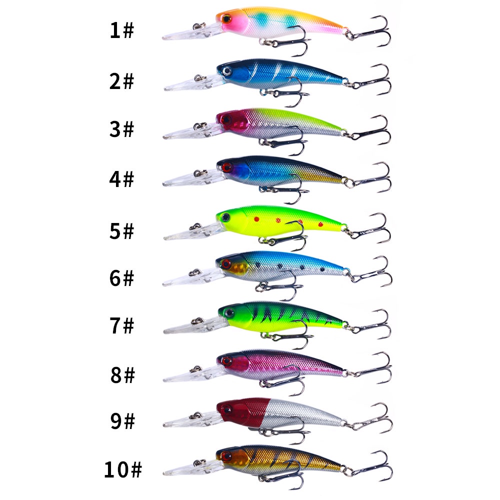 HENGJIA 10PCS Umpan Fishing Lure 95mm/8g 3D Eyes Artificial Hard Bait Floating Minnow Hard Bait Tackle