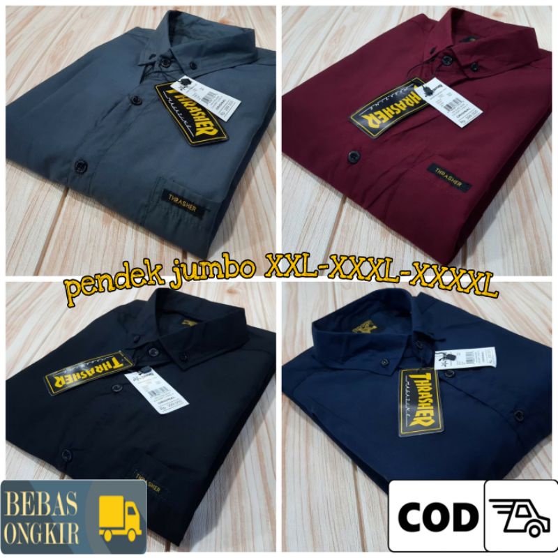 kemeja polos JUMBO lengan pendek pria XXL XXXL XXXXL/kemeja pendek polos big size termurah