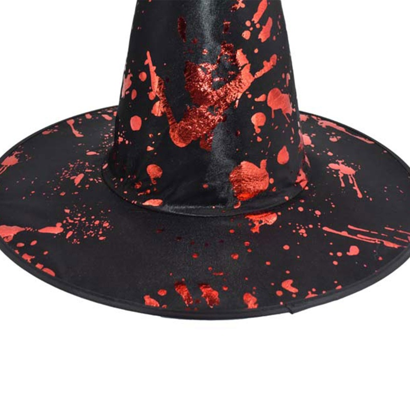 Topi Penyihir Motif Print Tangan Darah Untuk Kostum Halloween