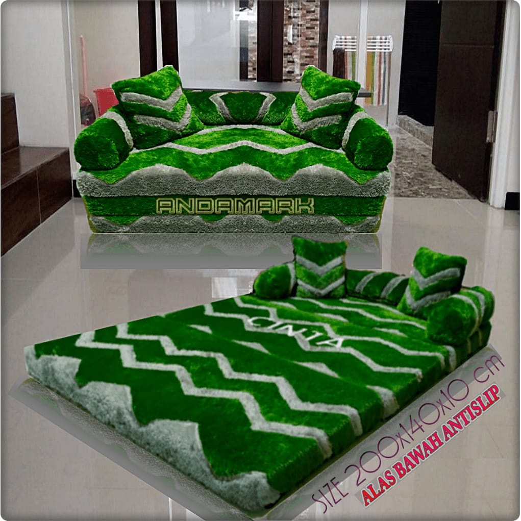 PAKET 2 IN 1  Kasur Lipat Bulu Rasfur Inoac / Kasur Bulu Santai / Sofa bed Karakter 200x140x10 cm