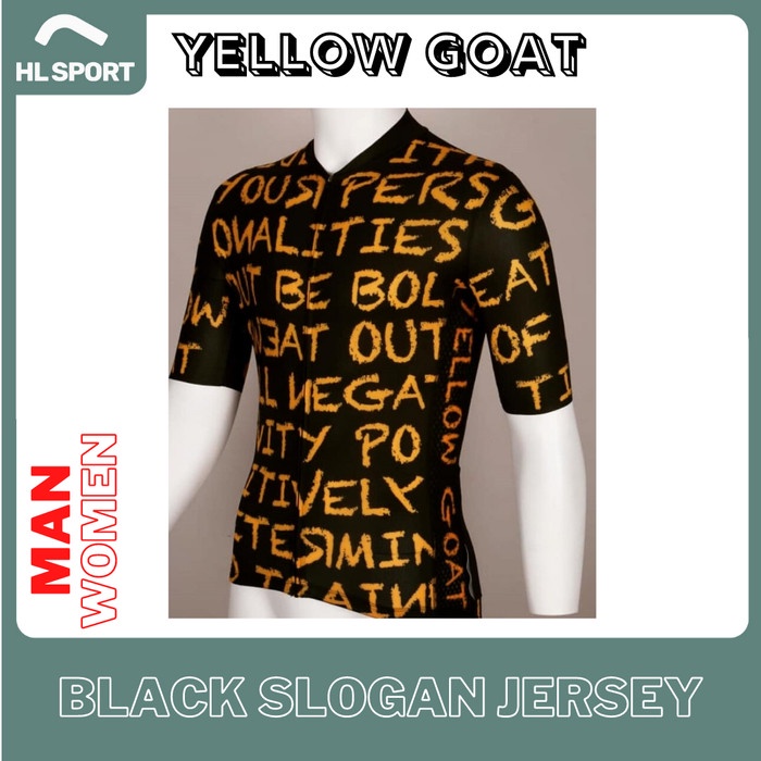 Yellow Goat Cycling Jersey Sepeda Black Slogan MAN WOMEN