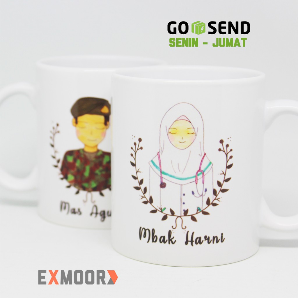 Mug Couple Tentara dan Perawat Hijab untuk Kado Pernikahan