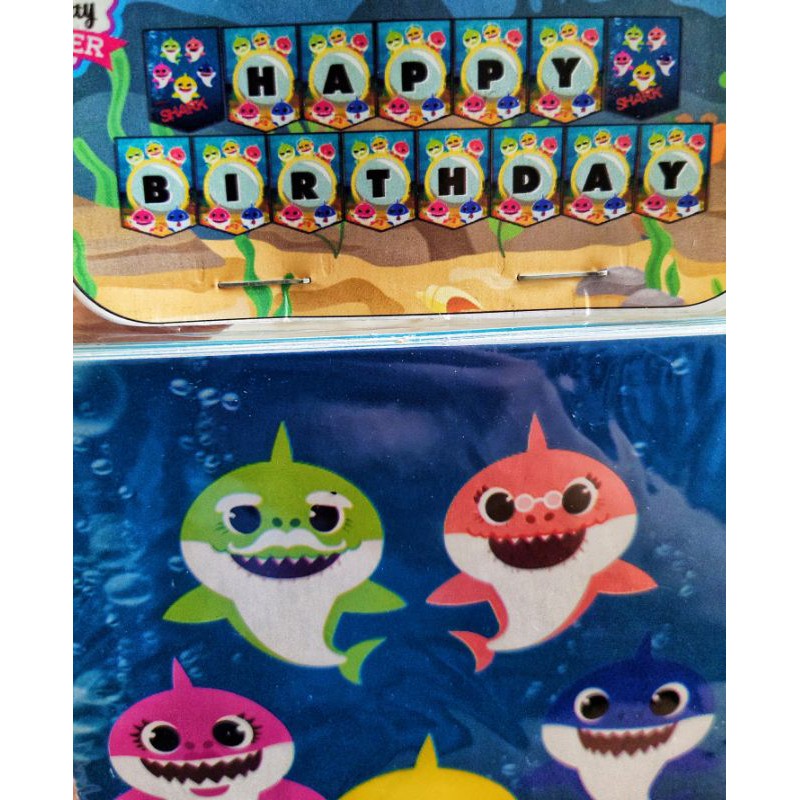 Banner Ulang Tahun / Backdrop Happy Birthday Baby Shark