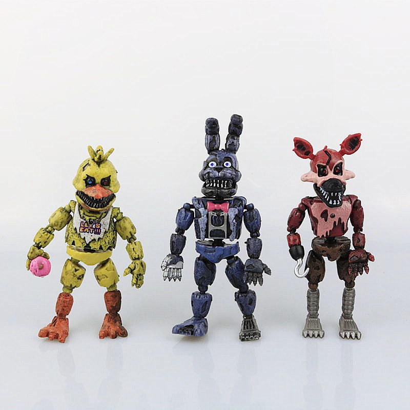 6pcs / set Mainan Action Figure Five Nights at Freddy 's Nightmare Freddy Chica Bonnie Foxy Bahan PVC Untuk Dekorasi Kue