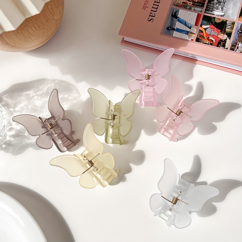 FAIRY BUTTERFLY FROSTED ACRYLIC KOREAN HAIR CLAW JAW CLIPS MINI SMALL JEPIT JEPITAN BADAI JEDAI KLIP RAMBUT KUPU-KUPU KUPU KUPU KECIL KOREA WANITA WOMEN THICK HAIR ACCESSORIES CLUTCHER CLIP ACRYLIC SOLID COLOR MEDIUM FROSTED HARICLIP
