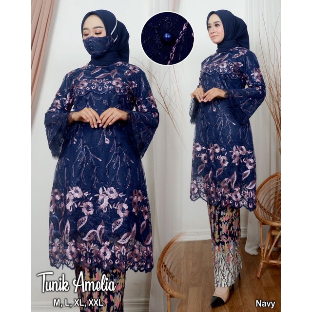Setelan Kebaya Tunik Amelia / Kebaya Modern / Kebaya / Baju Kebaya Modern /  Kebaya Modern Brukat / 