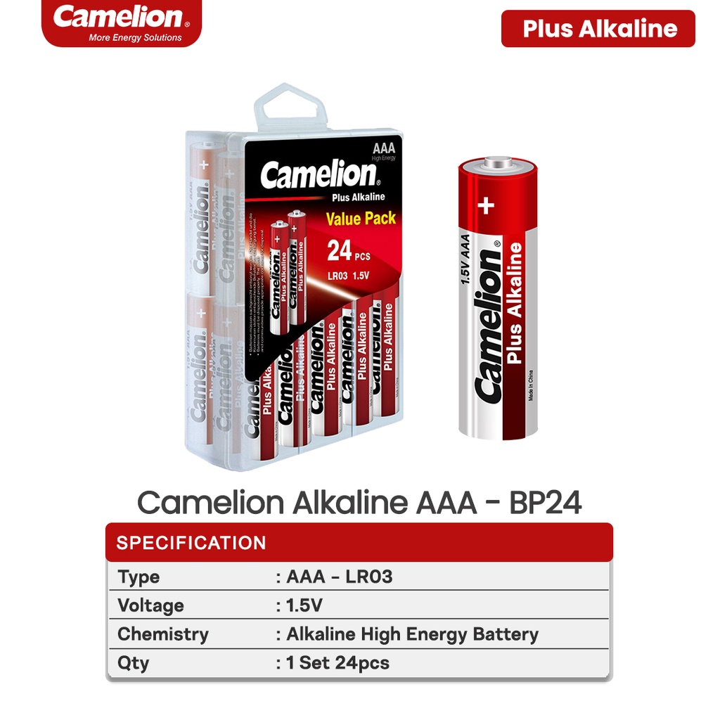 Camelion Baterai Alkaline Battery Batre Batere AAA 24 PCS Free Box