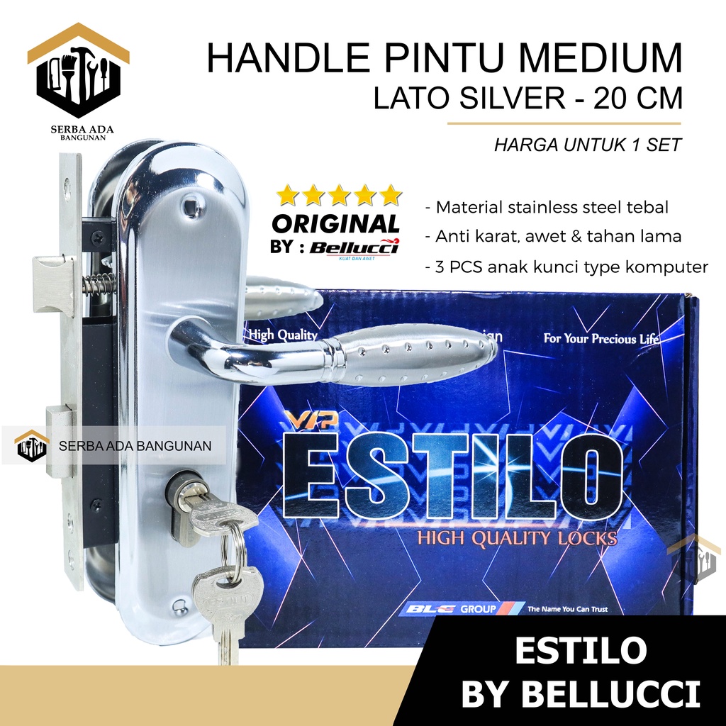 1 Set Kunci Pintu Tanggung Estilo | Handle Tanggung Estilo | bellucci