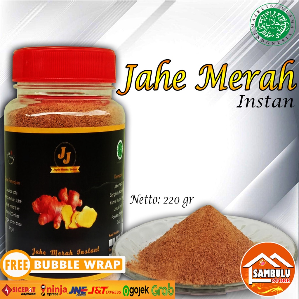 

Bubuk Jahe Merah Asli 220g oleh Jupin Herbal Drink Bersetifikat Halal MUI