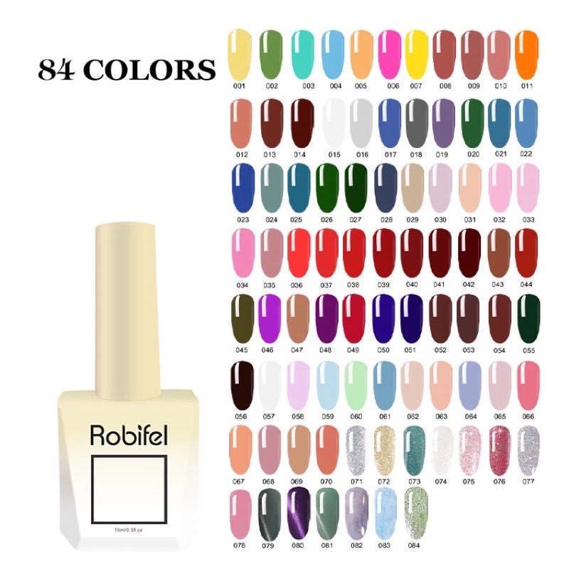 HARGA 1PCS ROBIFEL 84 WARNA NAILS POLISH GEL 15ml