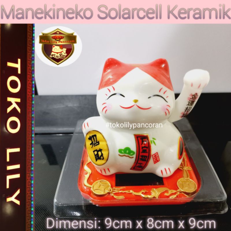 Manekineko Lucky cat Fortune Cat Keramik Solarcell