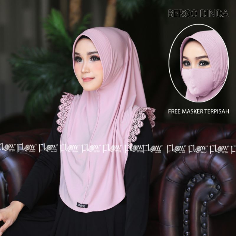 Jilbab Bergo Instan Simpel Dinda Free Masker Ori Flow-Baby Pink