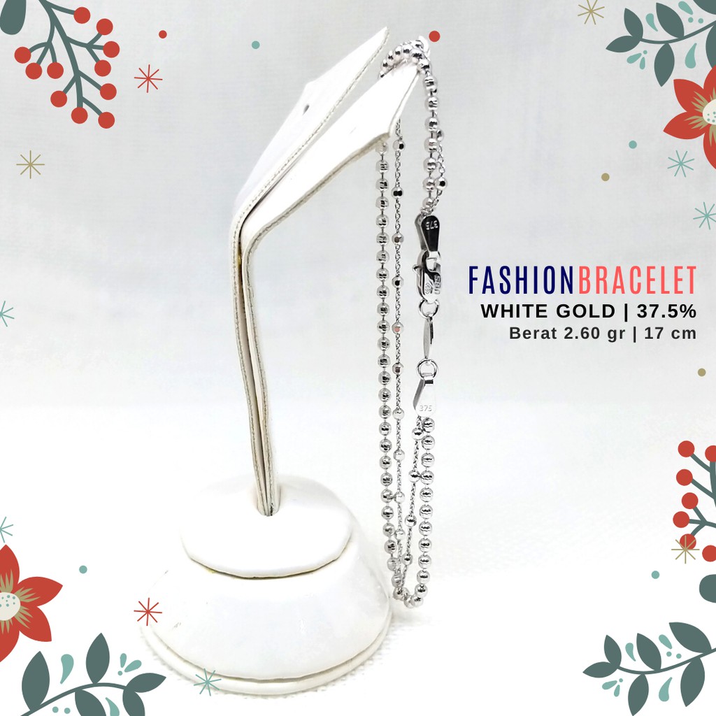 GELANG RANTAI EMAS PUTIH DOUBLE LAYER BIJI LADA KADAR 375 UBS