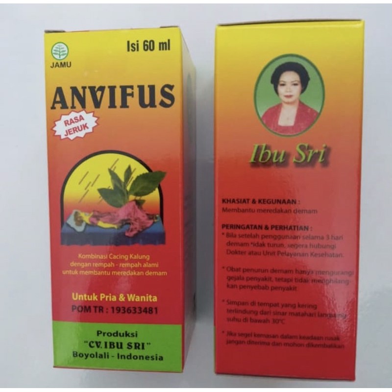 Tilung sirup 60 ml jeruk ( anvifus ) ekstrak cacing penurun demam tifus