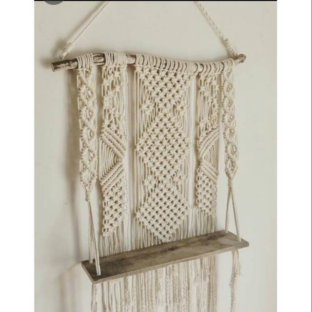 READY STOK) macrame rak kayu wijaya/ macrame ambalan/ rak buku/ Dekorasi rumah