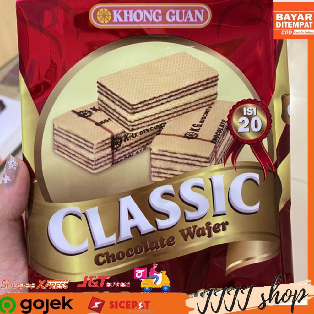 

Khong Guan Classic Chocolate Wafer Snack Cemilan Kemasan Plastik 350gr