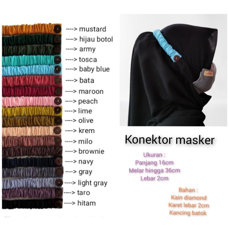 konektor masker hijab all varian warna