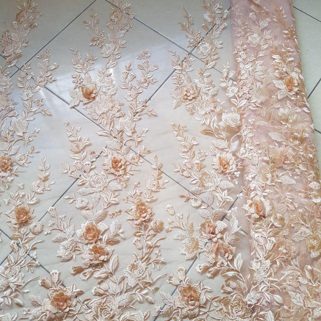 Kain Tile Bordir 3 Dimensi Bunga Rambat Ayumi Kain Tile 3d Brokat 3d Shopee Indonesia