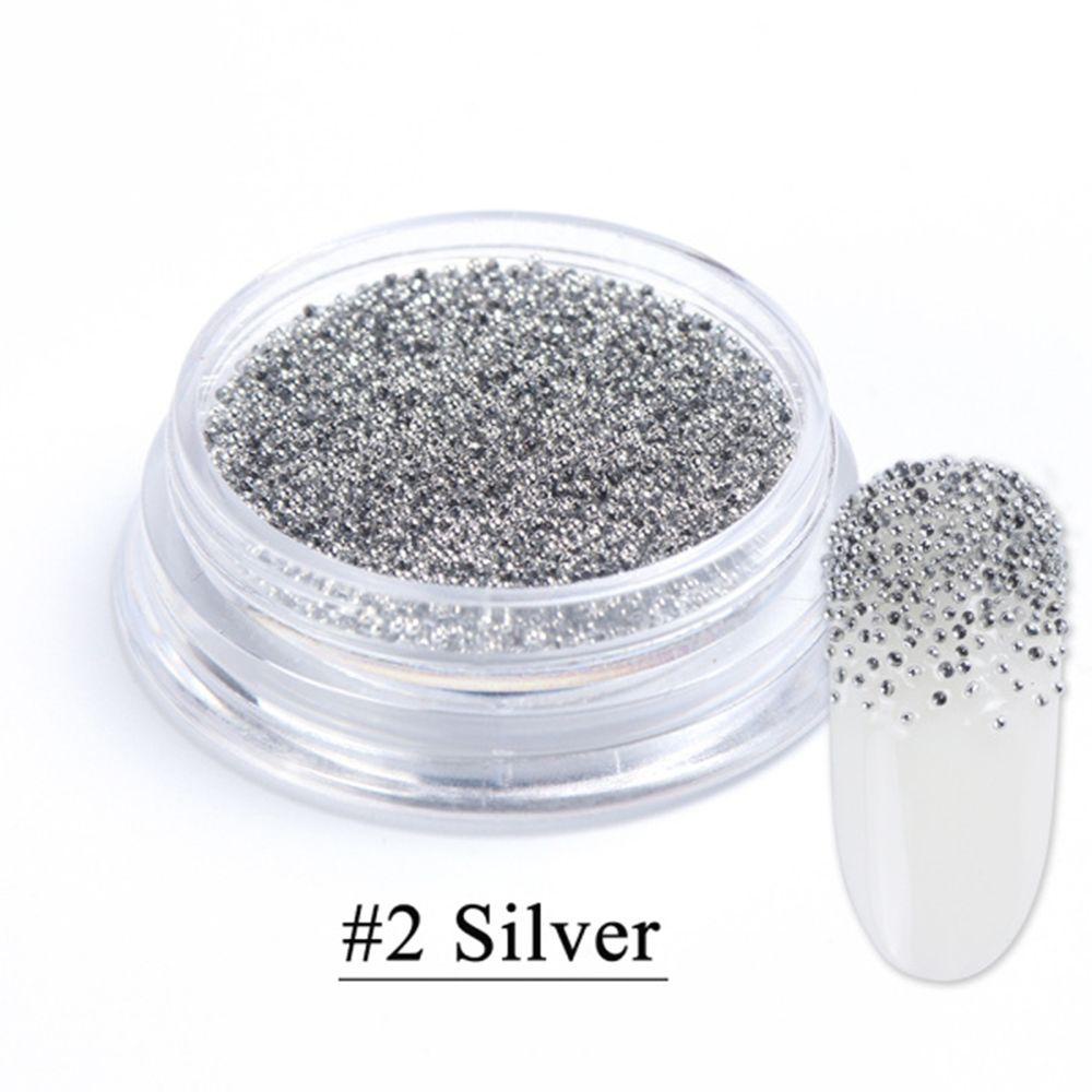 Manik-manik Berlian Imitasi Bentuk Bulat Kecil Warna Silver Untuk Nail Art
