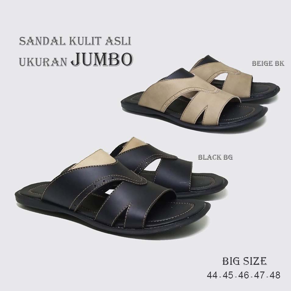 SANDAL UKURAN JUMBO - Big Size 44 45 46 47 48 | Sendal Kulit Asli | Sandal Selop Pria Ukuran Besar Lebar Gede