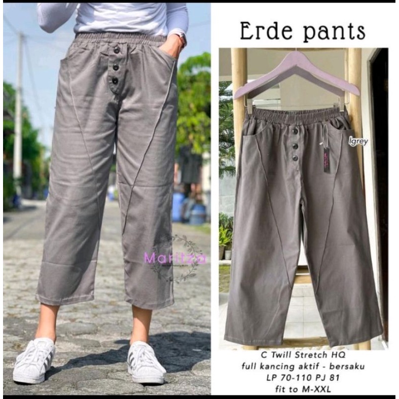 Erde pants//celana  kulot twil combed Celana 7/9 Celana Wanita